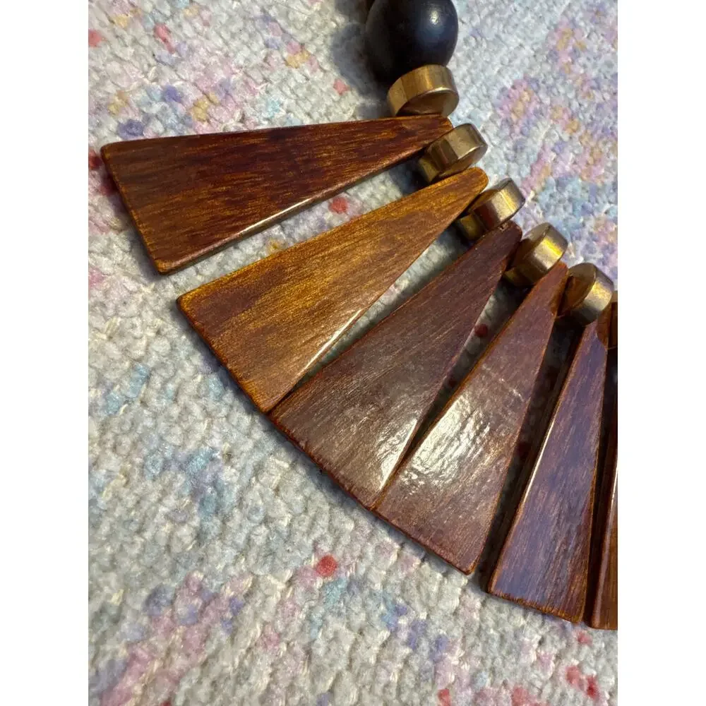Vintage Tribal Wooden‎ Boho Bib Necklace
